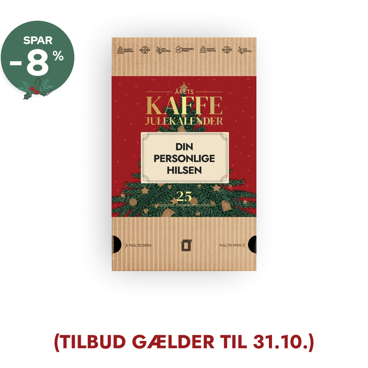 Personlig Festlig Rød Kaffejulekalender!