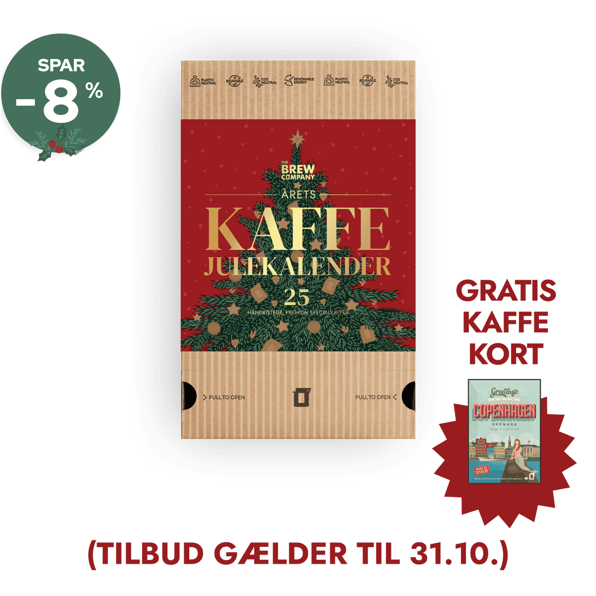 Festlig Rød Kaffejulekalender Early Bird Tilbud