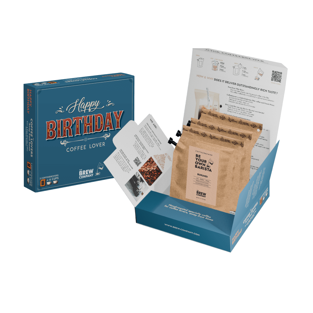 HAPPY BIRTHDAY 3 STK. KAFFEGAVEÆSKE