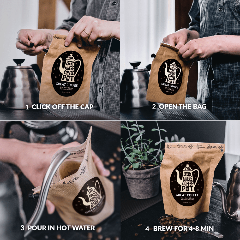 Bærbart outdoor kaffesæt med 3 Coffeebrewers – nem at brygge kaffe overalt