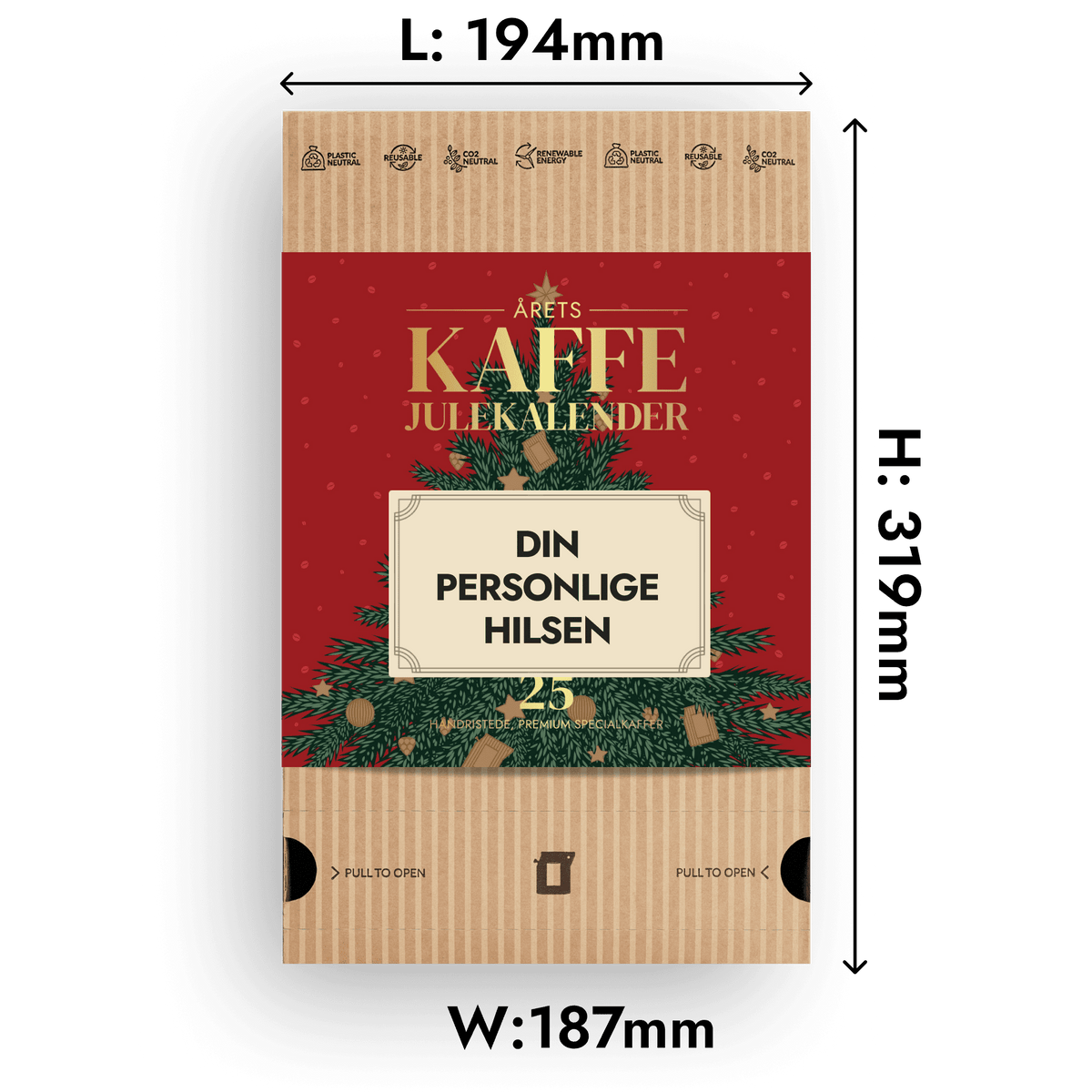 Personlig Festlig Rød Kaffejulekalender!