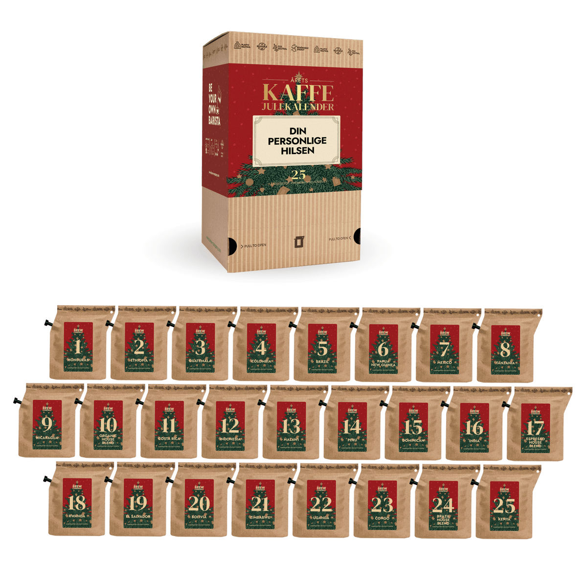 Personlig Festlig Rød Kaffejulekalender!