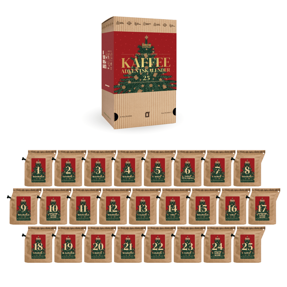 Festlig Rød Kaffejulekalender Early Bird Tilbud