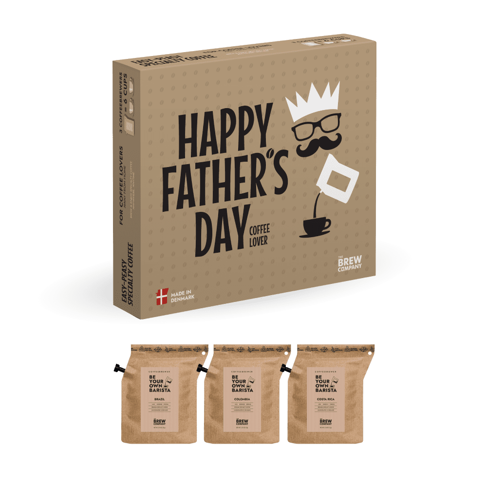 Happy Father’s Day Specialty Coffee gaveæske med 3 Coffeebrewers – premium specialty kaffe gave til fars dag, perfekt til hjemmet, kontoret, rejser og udendørs kaffeoplevelser
