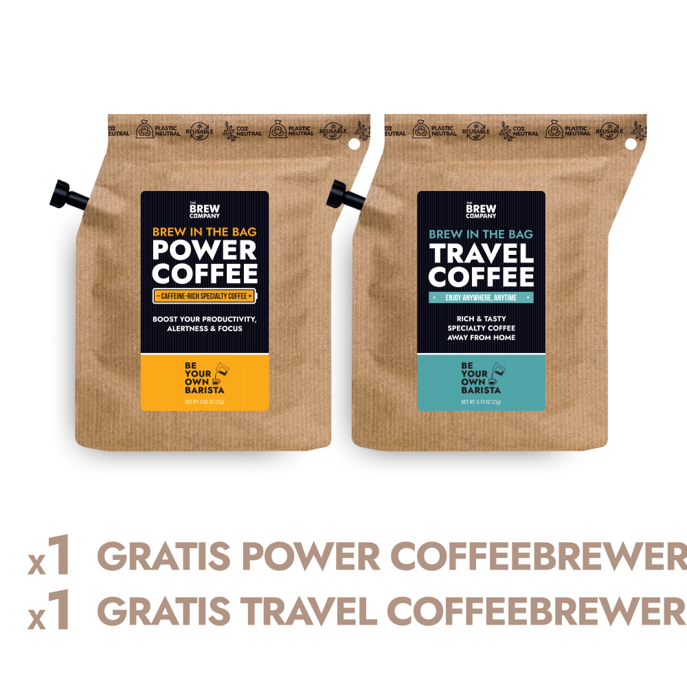 1 GRATIS POWER + 1 GRATIS TRAVEL COFFEEBREWER