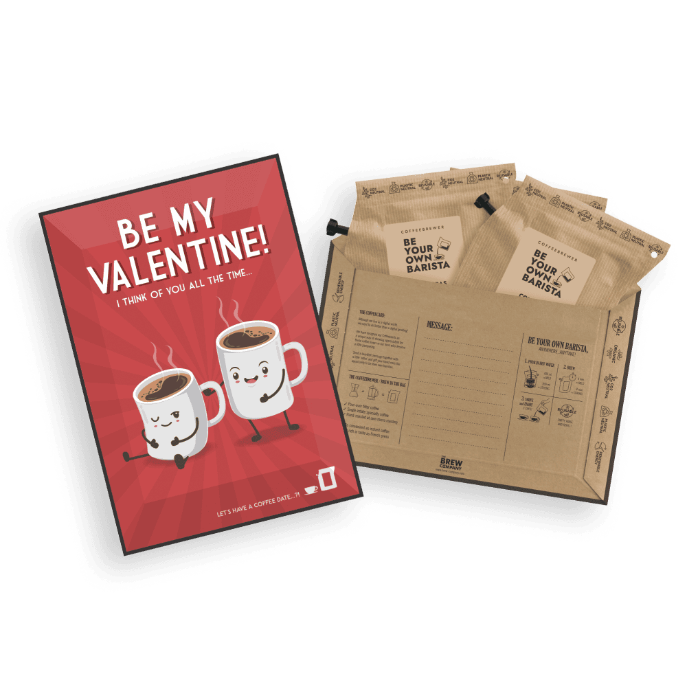VALENTINE`S DAY KAFFE OG TE LYKØNSKNINGSKORT Coffee and tea cards The Brew Company