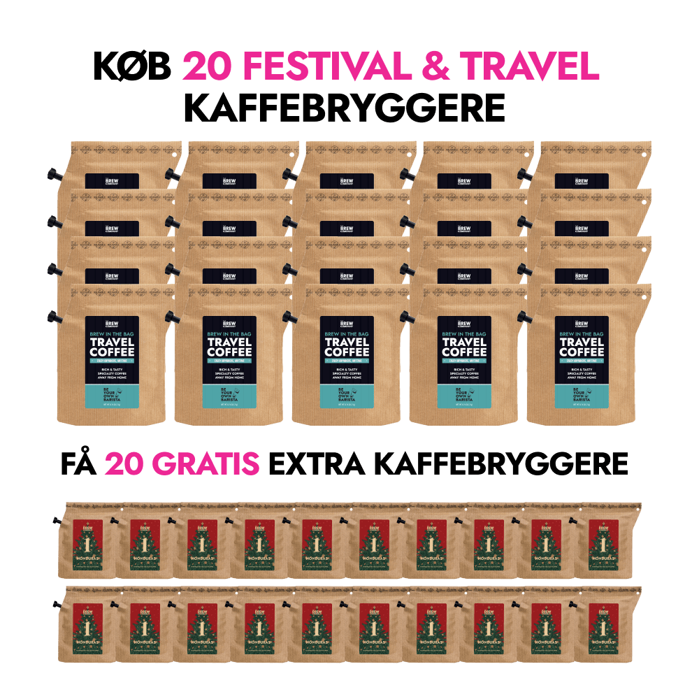 Sommerens Festivaltilbud (20 Festival- & Travel-kaffer + 20 GRATIS)